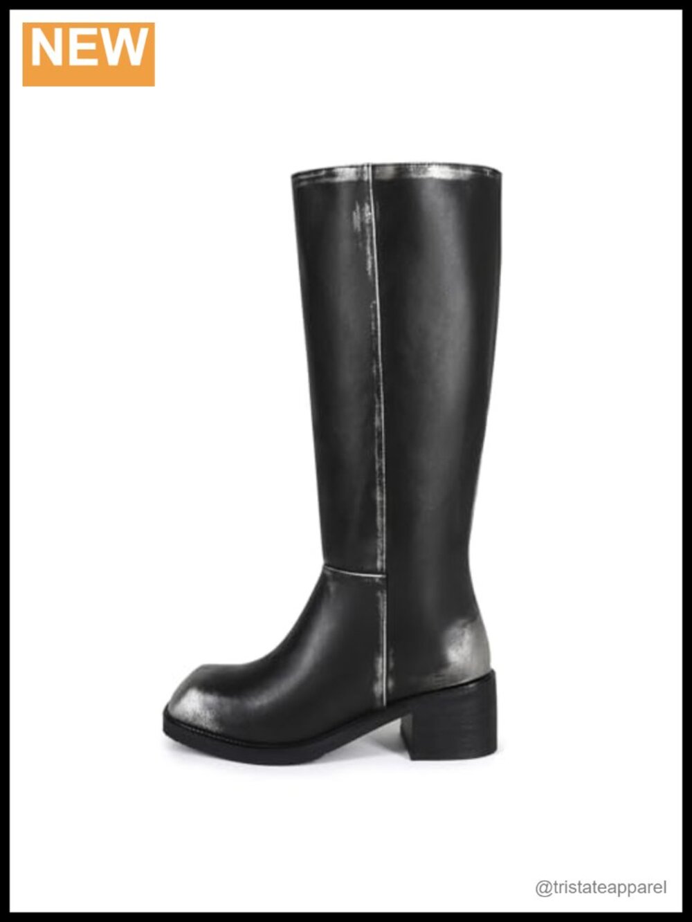 Knee High Square Toe Boots Chunky Block Heel Wide Calf Pull On Casual Low Heel